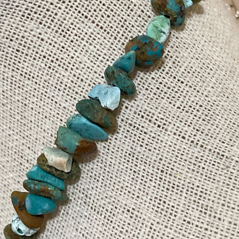 Peyote Bird Signed Turquoise Necklace 925 Sterling Silver 16" - Picture 6 of 13